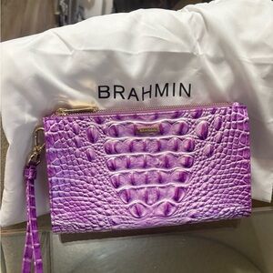 Brahmin Vibrant Purple Embossed Wristlet